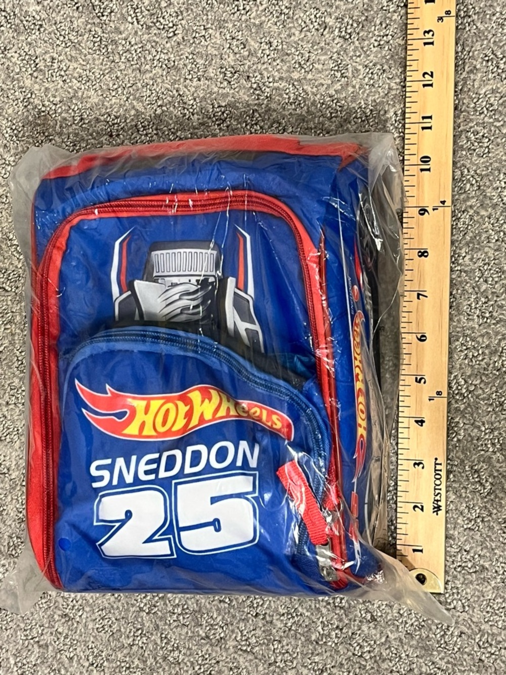 Hot Wheels Car 10” Kids School Insulated Lunch Bag #25 Sneddon Blue / Red NEW